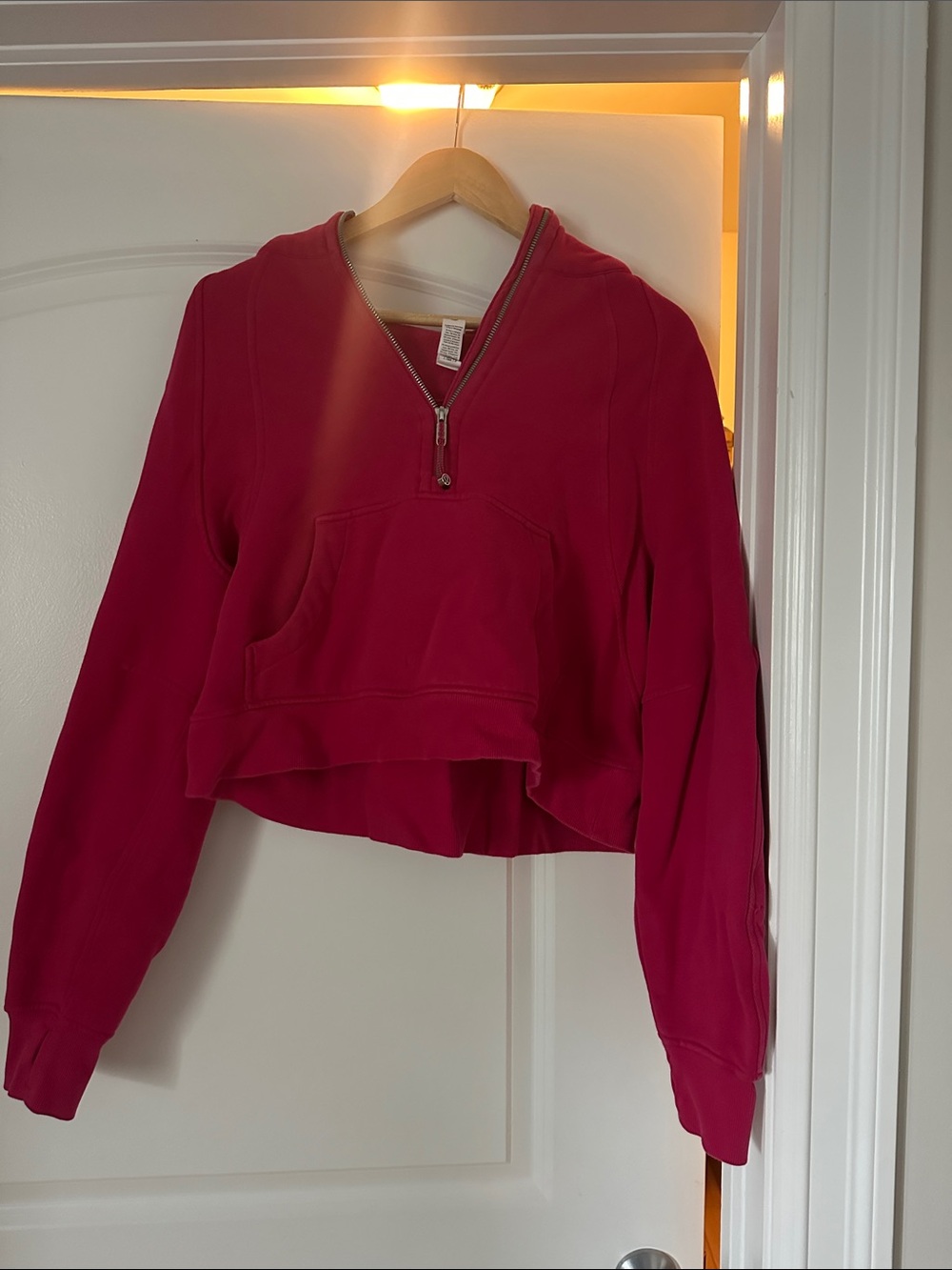 lululemon athletica Cropped Half-Zip Hoodie - Raspberry